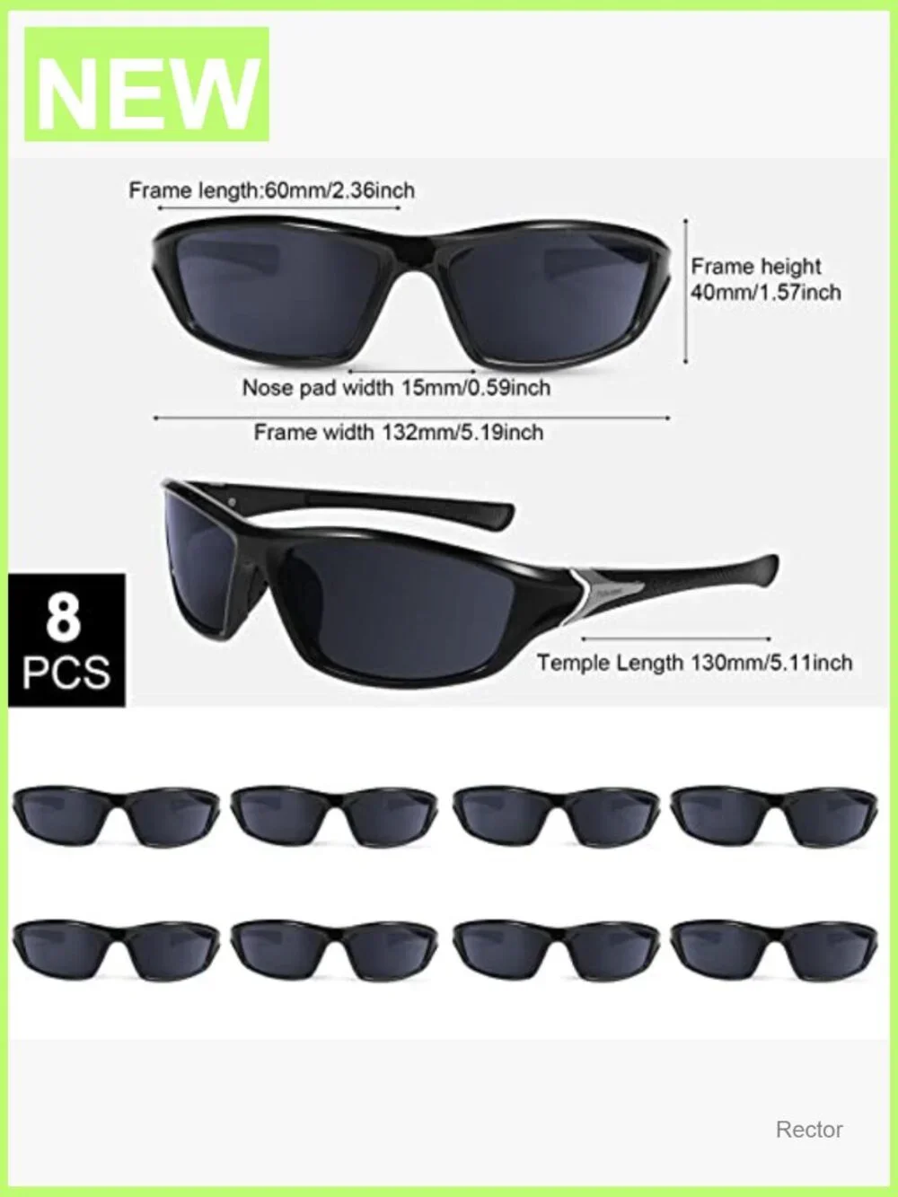 8 Pair Polarized Sunglasses Wrap UV Protection Driving Fishing Running
